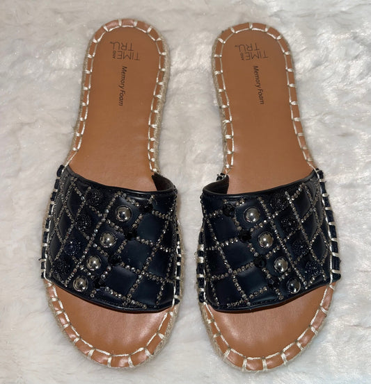 Black Bling Slides